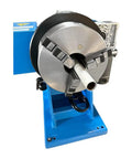 Rock Solid 110 Volt 8 Inch Welding Positioner featuring a 3 jaw self centering chuck with pipe held securely for welding.