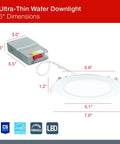 Top Shelf 6 Inch LED Recessed Downlights With Adjustable Color Temperature, Ultra Thin Slim Profile, dimensions and specifications image.