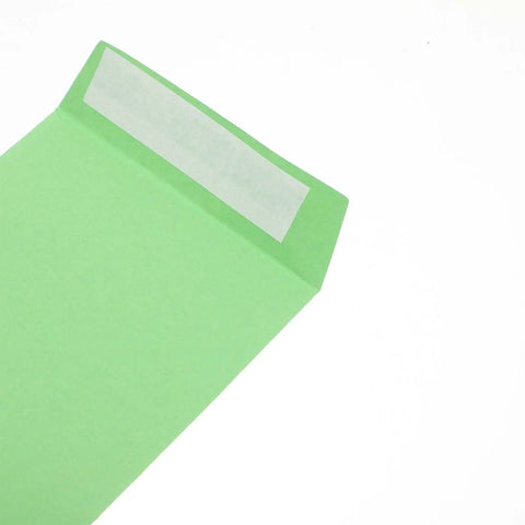 60 Pack Green Kraft Paper Coin Envelopes Self Seal With Double Adhesive, showcasing adhesive strip on flap.