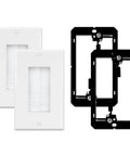 Two Pack Single Gang Brush Wall Plate With Sturdy Low Voltage Mounting Bracket Crisp White Facade For Tidy Cord Routing And Scratch Proof Shield