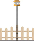 105 Inch Heavy Duty Bird Feeder Pole Kit For Deck Fence And Patio Railing showing full height with wooden birdhouse and fence