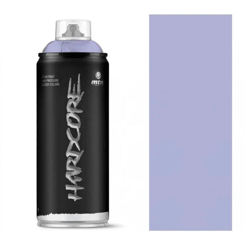 MTN Hardcore Spray Paint - RV256 - Malva can with black label and light purple paint swatch beside it.