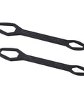 Double End Self Tightening Wrench Set For 8 To 22mm 2 Piece Handy Tool Kit For Quick Nut Gripping No Slip Clamp Easy Home Repair Durable Black Finish, showing two wrenches with dual-head design for secure nut grip.
