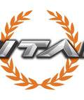 Titan logo with metallic text and orange laurel wreath design.