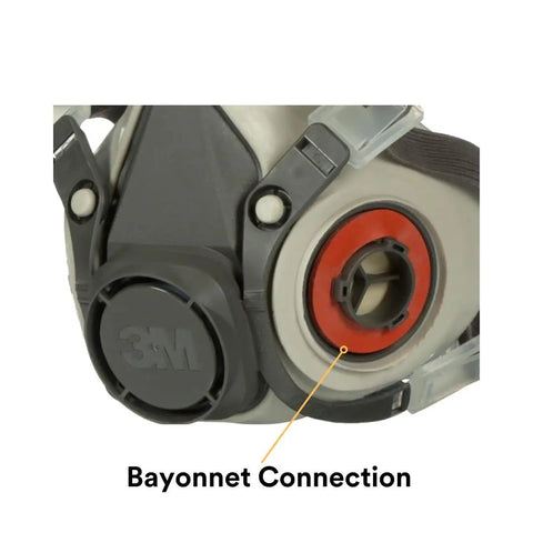 NIOSH Approved Half Facepiece Respirator 6300 With Four Point Harness, Reusable Comfort Fit For Painting, Sanding And Cleaning, Bayonet Connections, Dual Airline Supplied Air Compatible, Pro Grade Protection For Any Worksite, Easy To Use