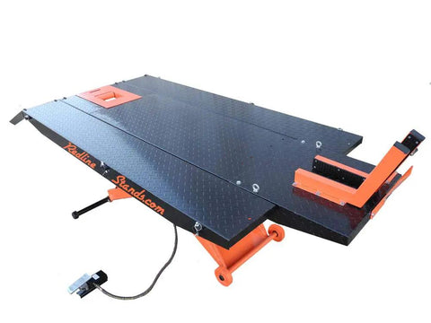 Straight Up Heavy Duty Hydraulic Motorcycle And Atv Lift Table Featuring 1000 Lb Capacity, 48 X 85 Inch Work Platform, 34 Inch Raise, Rear Roller Drop, And Rock Solid Pneumatic Power For Your Shop
