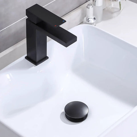 Matt Black Pop Up Sink Drain No Overflow All Metal Rustproof Brass And 304 Stainless Steel Durable Pop Up Drain Stopper