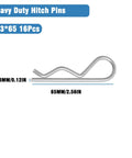 Image of a single cotter pin from a set of sixteen heavy duty cotter pins and hitch R clips for trailers, 3mm wire diameter by 65mm length.