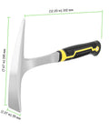 Single 30oz dual head weeding mattock showing flat head for soil leveling, part of 2 Pack 30oz Dual Head Weeding Mattock Hoe With Pointed Tip And Flat Head For Digging Mining Rock Breaking Soil Leveling Carpenters Geologists Workhorse Hand Tool Set.