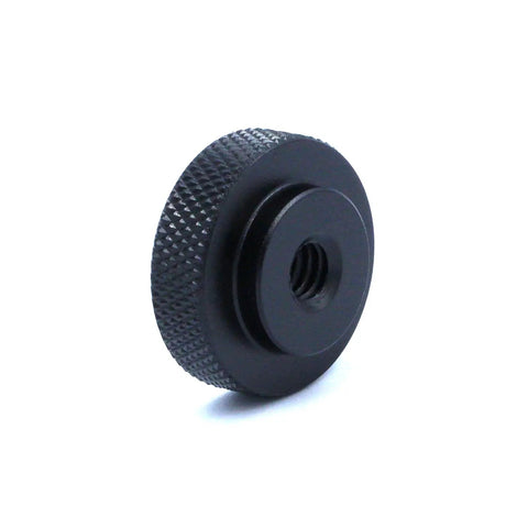 Two Pack 25mm Knurled Thumb Wheel Lock Nut Adapter With 1/4-20 Female Thread Aluminum Black Large Edge Grip