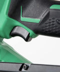 Close-up of trigger on 18V MultiVolt Cordless Framing Nailer Kit with 30-Degree Magazine for fast, reliable framing power