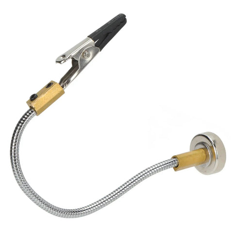 Close-up of Magnetic Base Pro Grade Soldering Stand With Flexible Gooseneck And Alligator Clips Third Hand Welding Clamp.