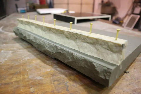 Chiseled Edge Concrete Countertop Edge Form Liner 12 Feet Long 2 Inches Wide And Deep Self Supporting No Silicone Needed No Release Agent Needed Easy Clean Release Of Face Color Pigments For Pro Look installed on surface
