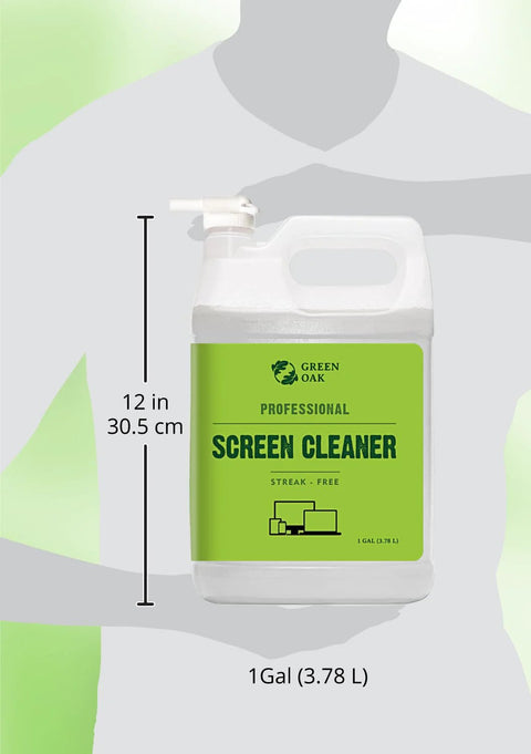 Green Oak Professional Screen Cleaner spray bottle, 1 gal, white container with green label