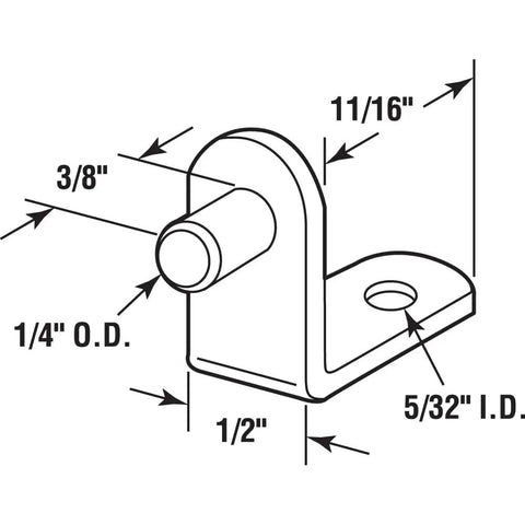 Diagram of Nickel Plated Shelf Support Pegs Quarter Inch L Shaped With Screw Hole Pack Of 8 For Cabinets Bookshelves And Adjustable Storage Shelves Durable Easy Install Diy Home Upgrade showing dimensions.