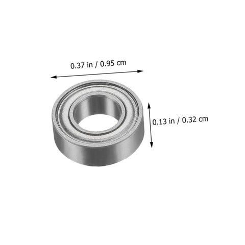 Top Mounted Bearing Guide For Router Bits Replacement Kit, Low Noise Double Shielded Design, showing a single silver bearing with dimensions
