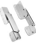 Foldable boat seat hinge, aluminum, polished chrome finish, two hinge plates with multiple screw holes
