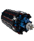 Mini 42 Cylinder Radial Engine That Runs Build Kit For Adults, 691 Piece R 2160 MOC 164609 Engine Model With ABS Bricks, Advanced Engineering Construction Set For Hobbyists, Gearheads, And Educational Play. Black and blue ABS brick engine model, angled front view