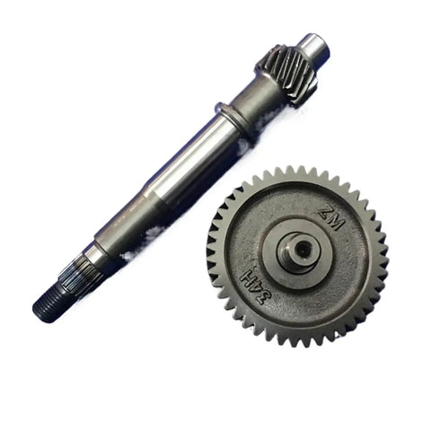 Top Performance Rear Wheel Drive Shaft Belt Pulley Idler Gear For UA125T Motorcycle Transmission showing machined metal gear with shaft.