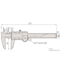 Technical drawing of 6 Inch Absolute AOS Caliper With Ultra High Resolution 0.0005 Inch And 0.01 Millimeter Stainless Steel Measurement Tool
