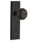 New York Style Door Knob With Plate Set For Interior Doors Smooth Round Knob Paired With Long Plate Classic Tailored Look