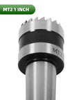 MT2 wood lathe drive center with 1-inch crown; silver shaft and black band