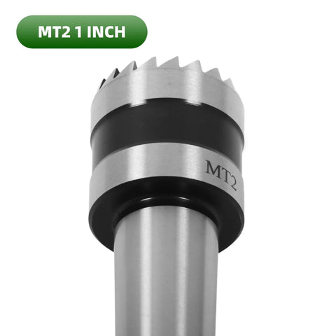 MT2 wood lathe drive center with 1-inch crown; silver shaft and black band