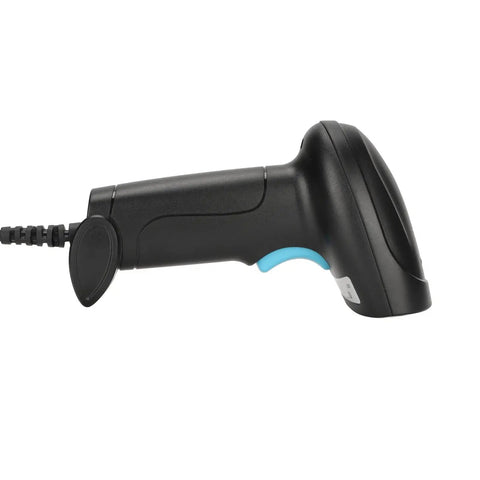 Side view of Built Tough USB Barcode Scanner For 1D 2D QR Codes, Quick Scan, ABS Construction, IP54 Dust Protected.