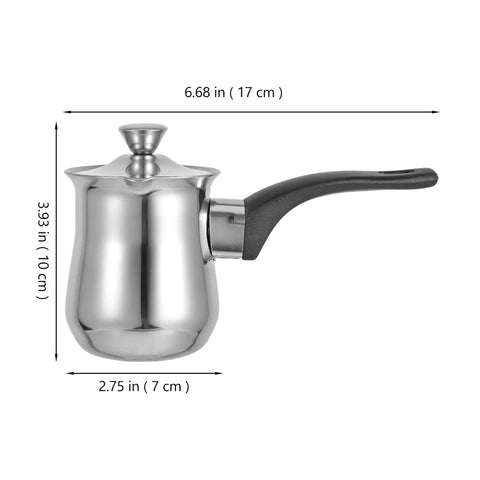 6 Ounce Turkish Coffee Pot With Lid Stainless Steel Saucepan Coffee Maker Mini Butter Melter For Stove Top Portable