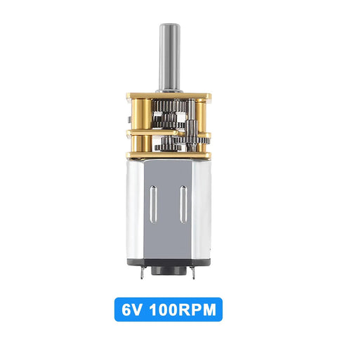 Close-up of Two Pack DC 6V 100RPM N20 Micro Gear Motor With 3mm Shaft Full Metal Gearbox 1 To 1000 Reduction Dope Little Motors