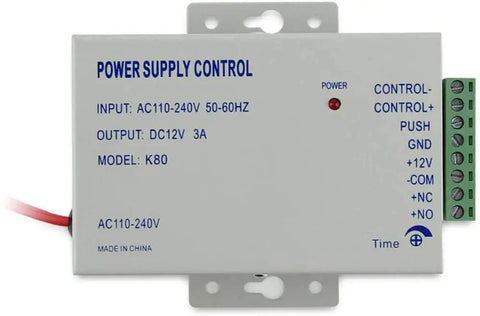 Power supply control unit for Remote Open Door Access System with Buzzer Entry and Outswing 600lb Magnetic Lock, Model K80