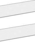 Two white shelves from the All Weather Resin Outdoor Storage Cabinet Set, 26 Cu Ft Waterproof Shed For Patio Tools.