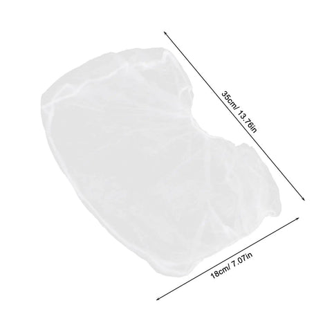 50 Pack White Disposable Nonwoven Space Hood Caps For Snagging Hair Tight And Keeping Kitchens Spotless - 35cm x 18cm size.