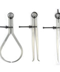Big Horn 3-piece 8-inch spring caliper and divider set, stainless steel, front view