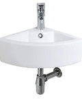Dope Space Saving Wall Mount Corner Sink With Faucet 18x13 Inch White Porcelain Vessel Sink With Overflow Triangular Mini Vanity