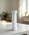Heavy Duty Waterless Waste Valve With Self Sealing Tech For Rv And Seasonal Retreat Setup, vertical white plastic design.