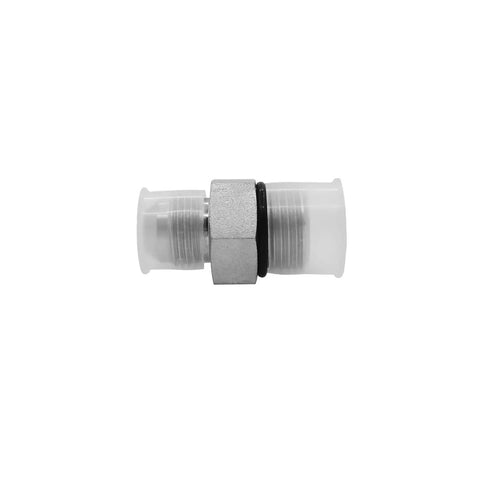 Two Pack Heavy Duty Hydraulic Hose Fitting Adapter One Half Inch Male JIC 37 Degree Flare To Five Eighth Inch Male O Ring Boss Seven Eighth Inch UNF SAE Straight Pipe Joint Connector Carbon Steel, side view