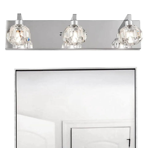 Crystal Chrome Vanity Light Bar Over Mirror For Bathroom Powder Room 19.7 Inch Long Modern Fixture with Stunning Crystal Accents
