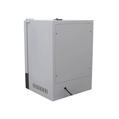 Heavy Duty Digital Forced Air Convection Drying Oven With Slick PID Temp Control And Reliable Rotary Hot Air Circulation back view showing electrical outlet and ventilation.