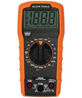 Close-up of the Klein Tools digital multimeter, part of Must Have All In One Digital Multimeter Test Kit With Non Contact Voltage Tester Receptacle Tester And Test Leads 600V CAT III Safety Includes Batteries Measures AC DC Voltage Up To 600V 10A DC 2 Mega Ohms Diodes Continuity.