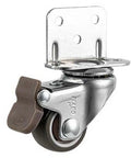 Smooth Rolling Retractable Casters With Brake 1 Inch Heavy Duty Rubber Wheels Scratch Free Glide L Brackets for bolting on furniture.