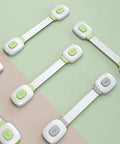 Multiple Childproof Cabinet Locks 4 Pack With Adhesive Backing Safe Green ABS And PE Straps For Cabinets Drawers Freezers And Appliances