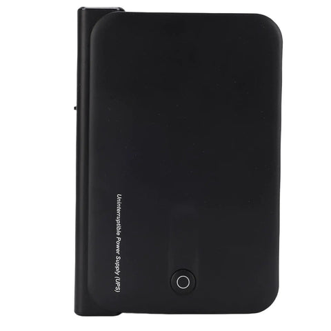 Seamless 36W DC UPS With Bright LED Display For Rock Solid Router Backup energy backup unit in sleek black design.