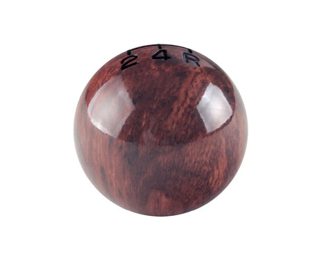 Aluminum And Wooden Weighted Shift Knob For Manual Transmissions With Black Engraved Inlay, Two And One Eighth Inch Diameter, Two Hundred Gram Weight