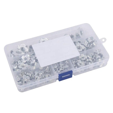 110 Piece Galvanized T Nut Assortment Kit With Six Sizes M3 Through M10 Four Claws Rivet T Nuts And Heavy Duty Storage Box