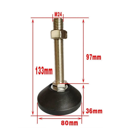 Rock Solid Adjustable Leveling Feet With Thick Rubber Base Pads Heavy Duty Carbon Steel Bolts For Machinery And Furniture Zero Wiggle Quick Threaded Lift Design Set Of Eight with dimensions 133mm.