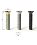 Bombproof Grade Five Titanium Alloy Bicycle Headset Top Cap Bolt M6x30 showing three screws in different colors and sizes.
