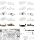 Super Comfy Silicone Airbag Glasses Nose Pads With Hella Soft Metal Support To Ditch Nose Pinch, ten pairs of varied nose pads and repair kit.