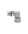 Two Pack Hydraulic Hose Adapter Fitting Three Eighths Inch Male Adjustable Nut O Ring Boss Nine Sixteenths UNF To Three Eighths Inch Female Swivel Three Eighths Inch NPSM Ninety Degree Elbow SAE Pipe Joint Tube Connector Carbon Steel 90-degree elbow