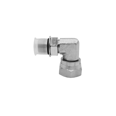 Two Pack Hydraulic Hose Adapter Fitting Three Eighths Inch Male Adjustable Nut O Ring Boss Nine Sixteenths UNF To Three Eighths Inch Female Swivel Three Eighths Inch NPSM Ninety Degree Elbow SAE Pipe Joint Tube Connector Carbon Steel 90-degree elbow